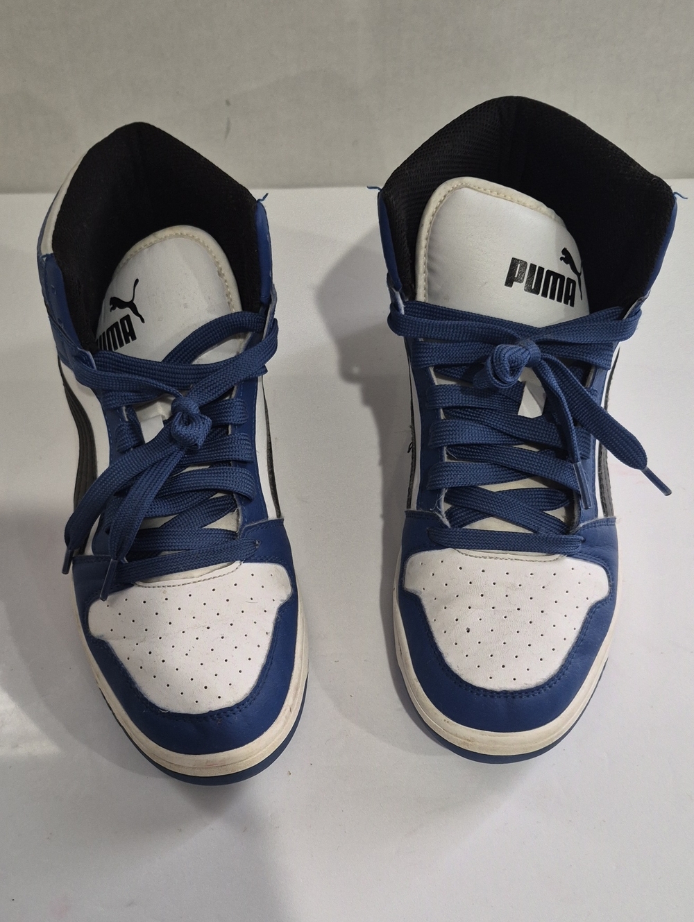 Puma Men's White and Blue Mid-Top Sneakers Size 10.5 US
